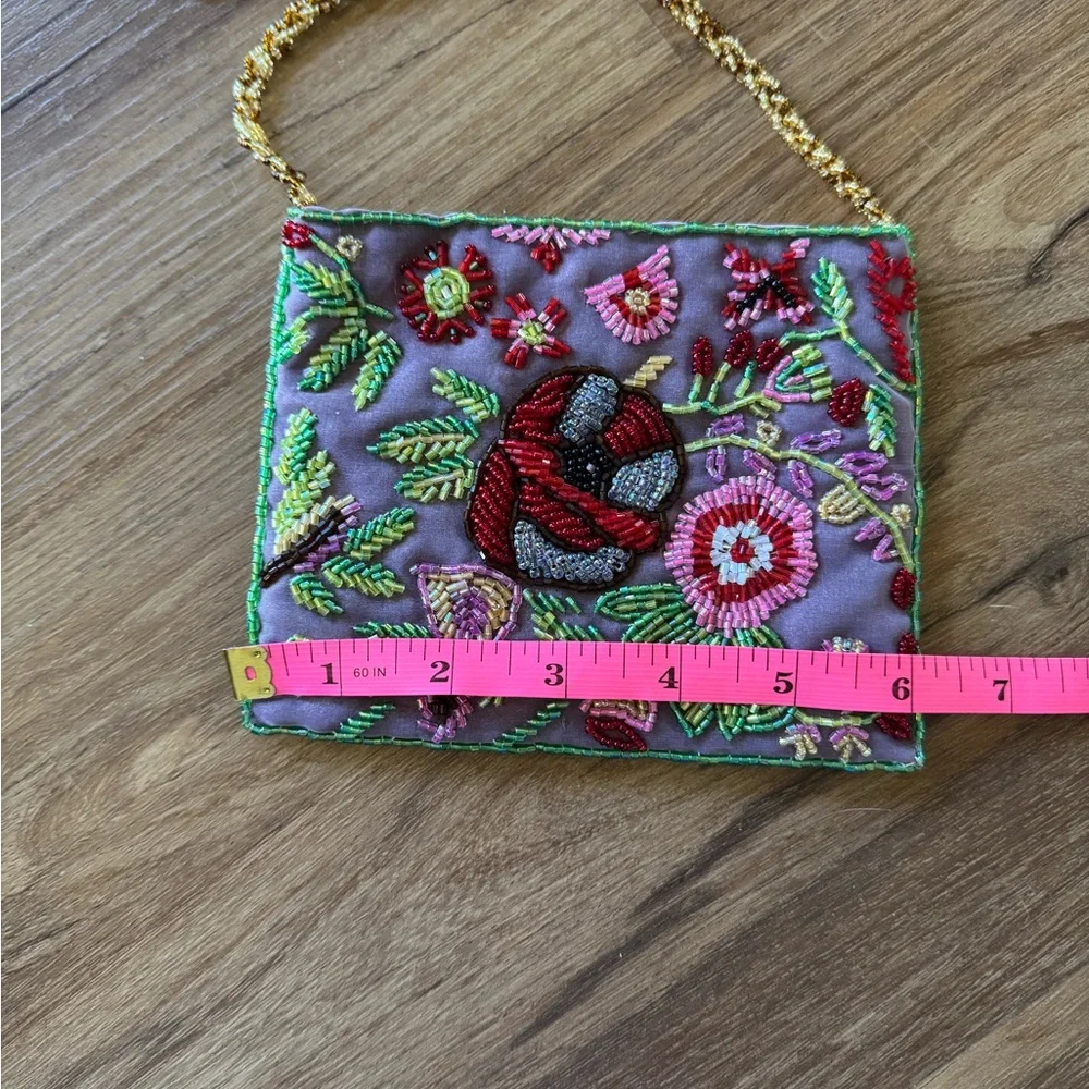 Valerie Stevens Multicolor Floral Beaded Crossbody Boho Bag